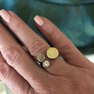 COPY - Matte gold, silver and crystal ring